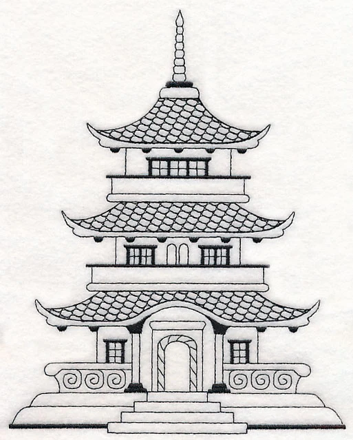 Japanese Pagoda (Blackwork) - Image 5
