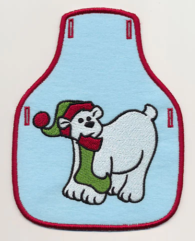 Jovial Ginger the Polar Bear Bottle Apron (In-the-Hoop)