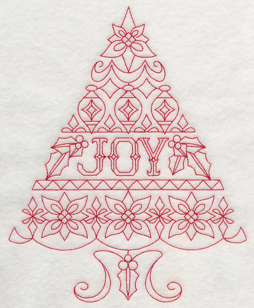 Joy Christmas Tree (Redwork) - Image 5