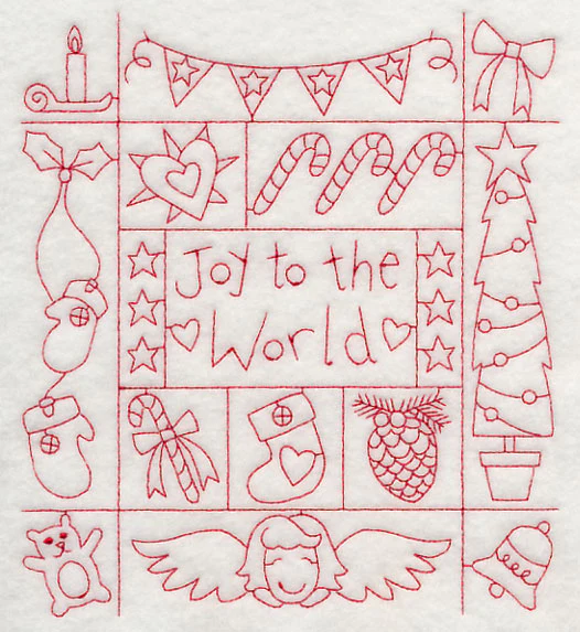 Joy to the World Shadow Box (Redwork)