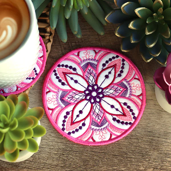 Kaleidoscope Mandala Coasters (In-the-Hoop) Design Pack - Image 5