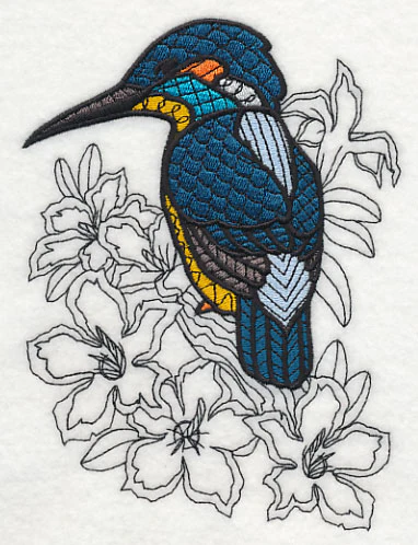 Kingfisher and Impala Lilies (Blackwork) - Image 4