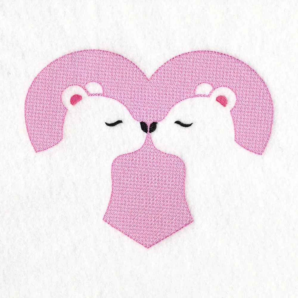 Kissing Bears Heart (Embossed) - Image 2
