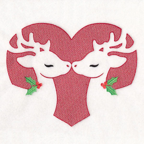 Kissing Reindeer Heart (Embossed) - Image 2