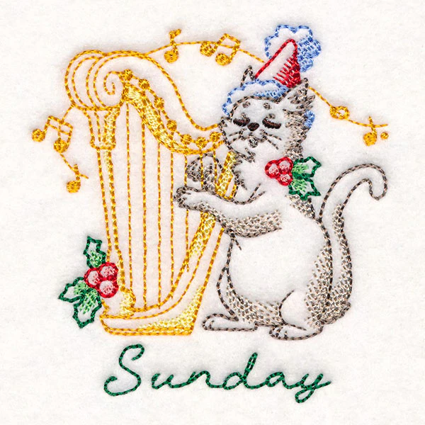 Kitten Playing a Harp on Sunday - Image 2