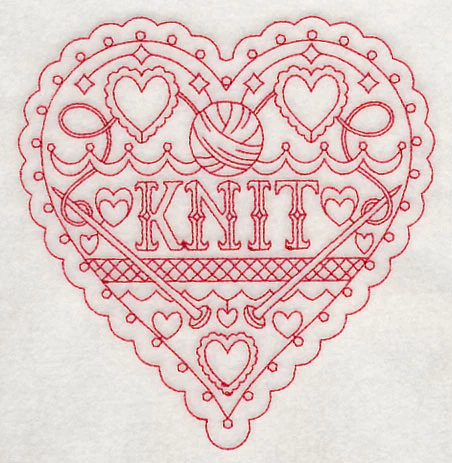 Knit Heart (Redwork) - Image 3