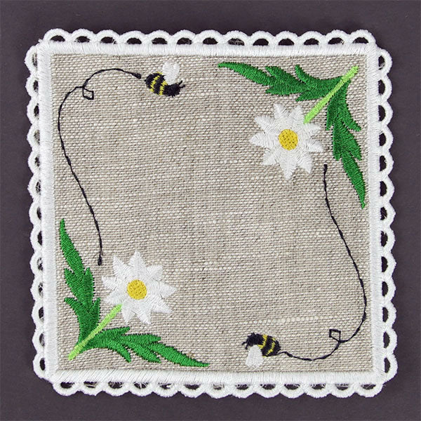 Lace Edge Bee and Daisy Coaster (In-the-Hoop) - Image 4