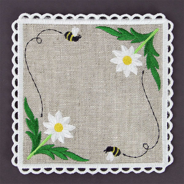 Lace Edge Bee and Daisy Coaster (In-the-Hoop) - Image 5