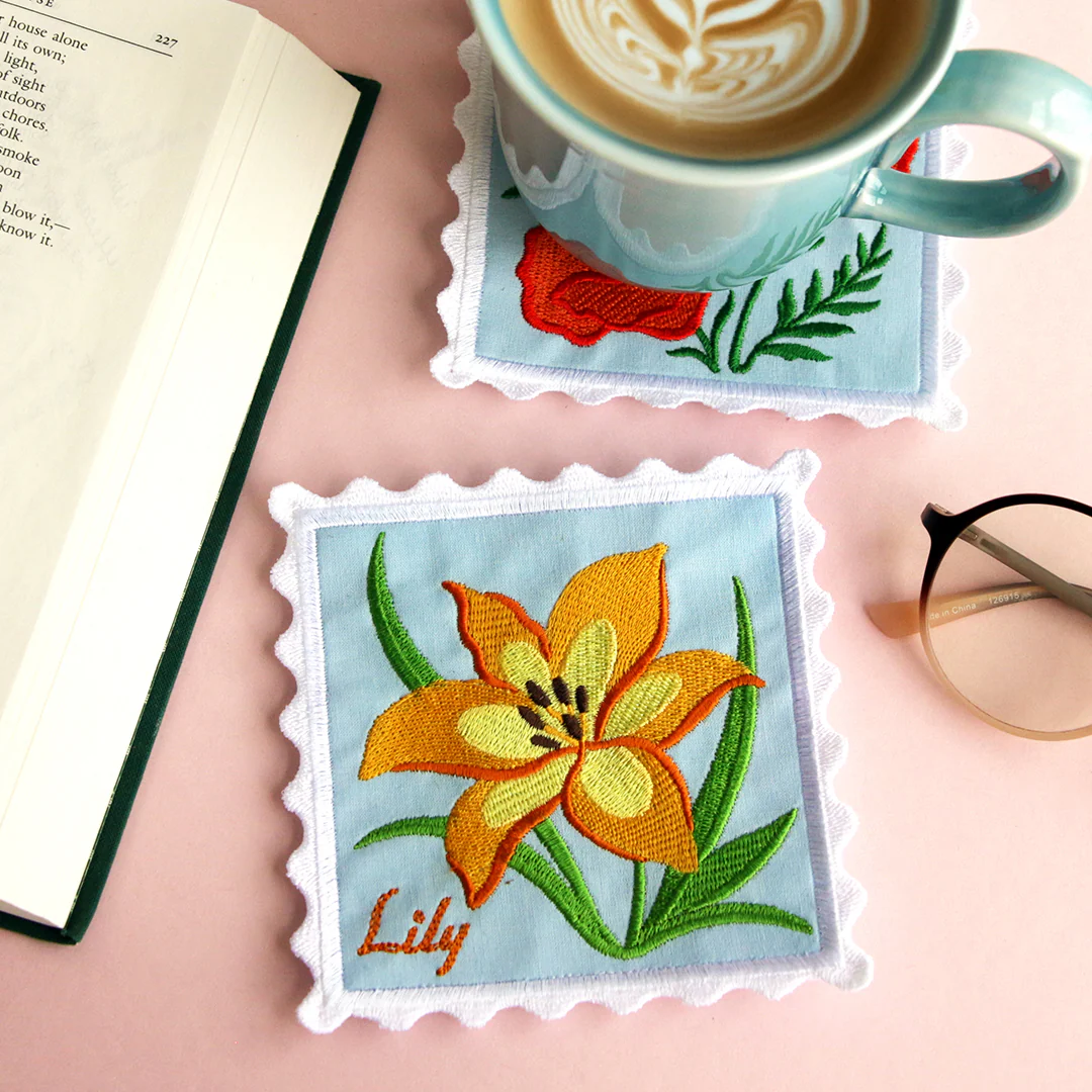 Lace Edge Flower Stamp Coaster - Lily (In-the-Hoop) - Image 14