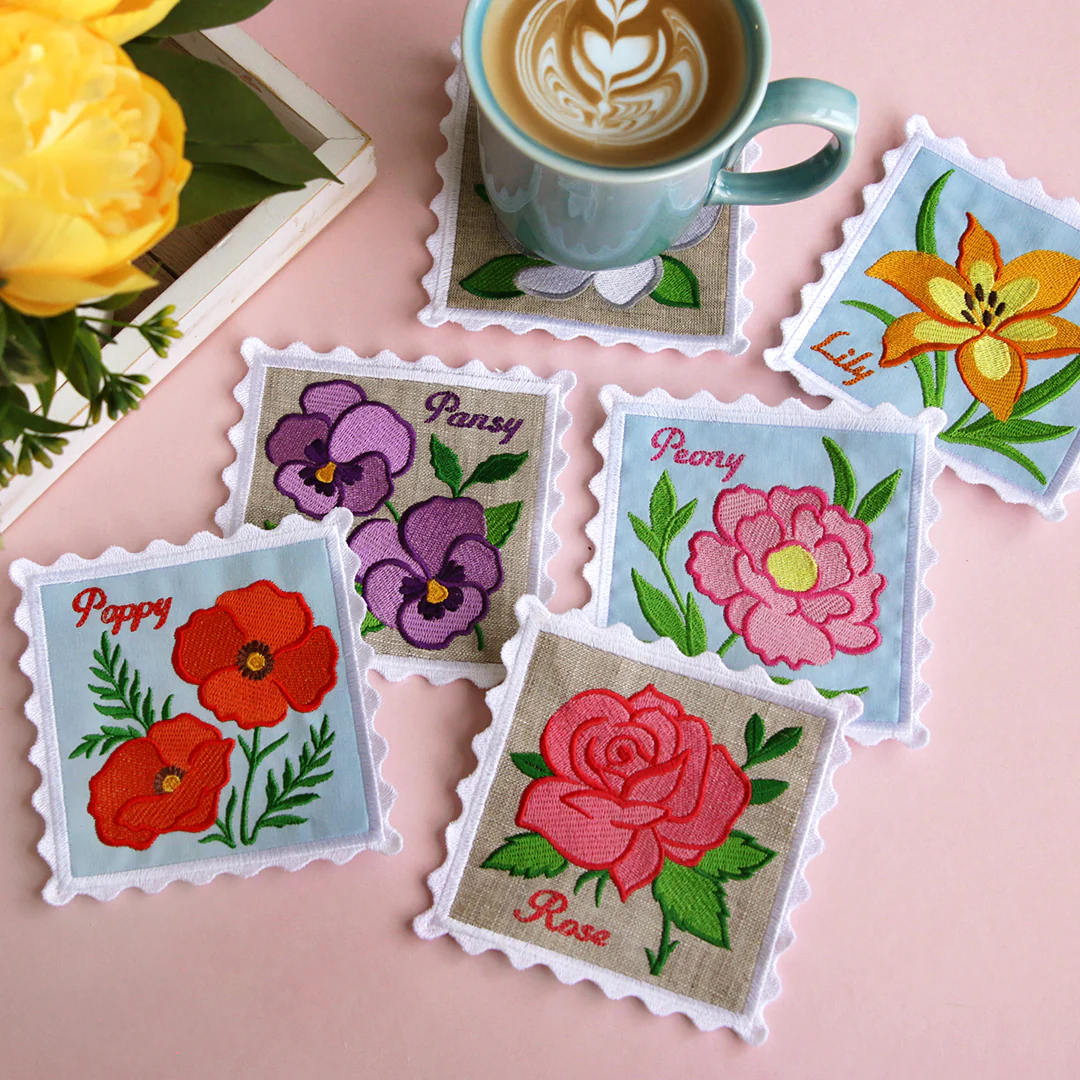 Lace Edge Flower Stamp Coaster - Magnolia (In-the-Hoop) - Image 3