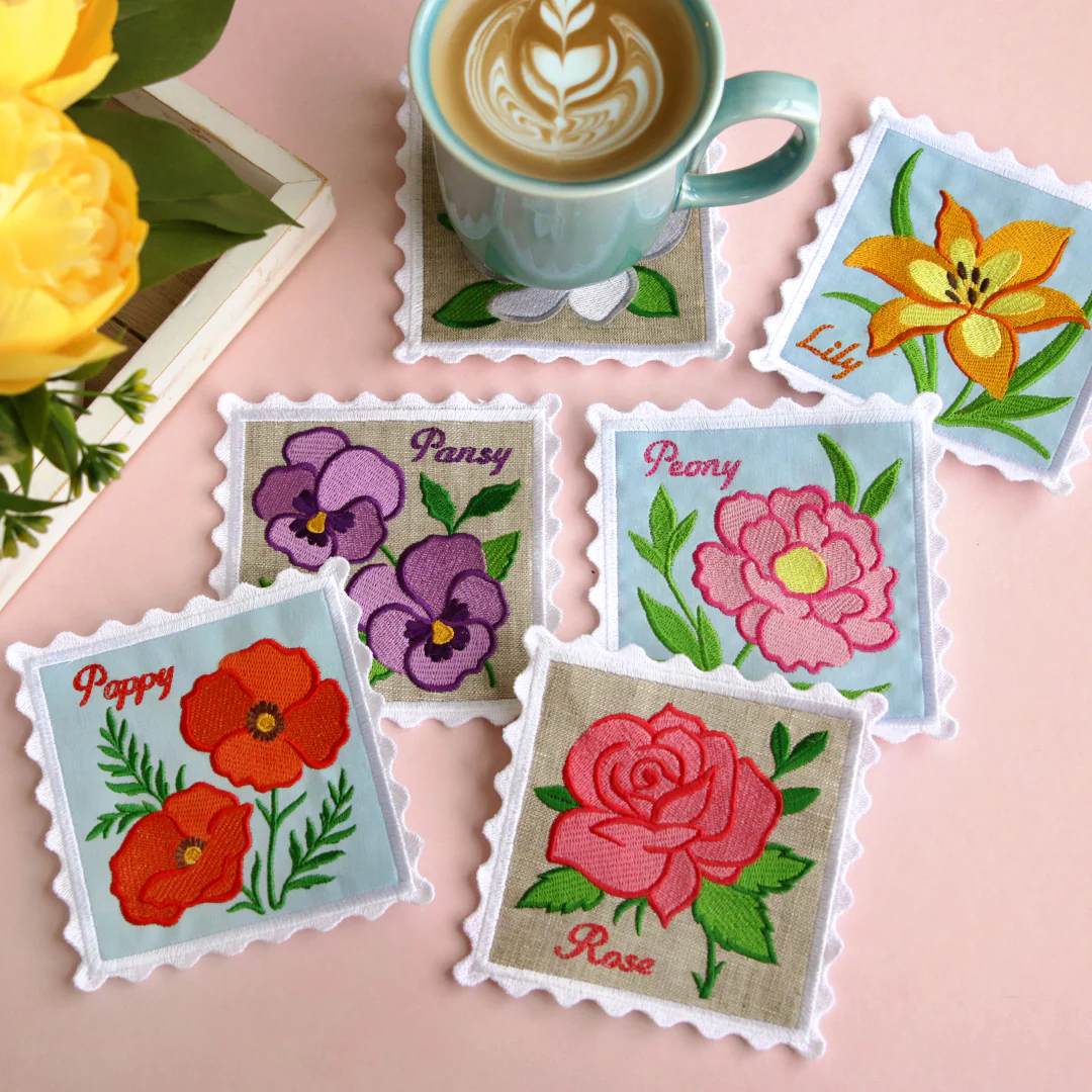 Lace Edge Flower Stamp Coaster - Pansy (In-the-Hoop) - Image 13