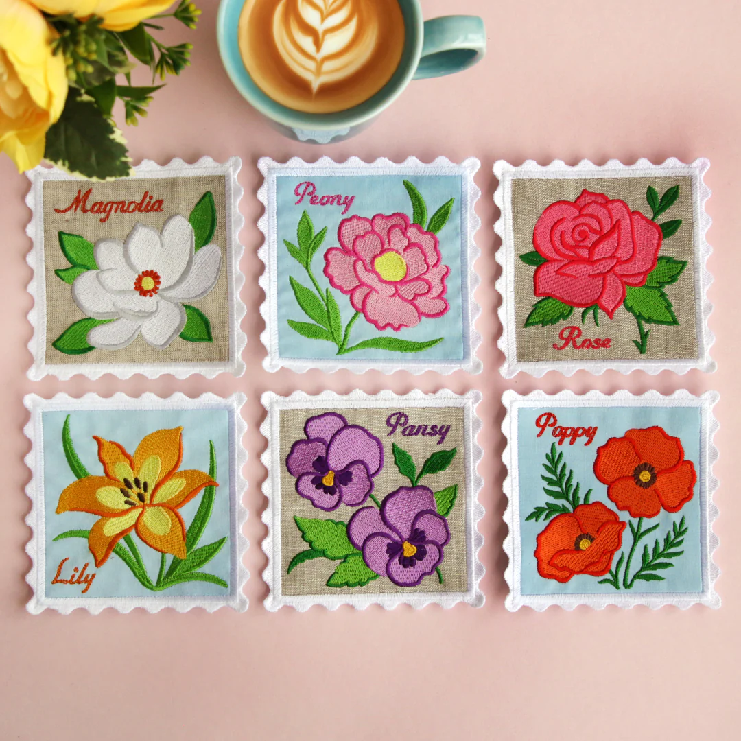 Lace Edge Flower Stamp Coaster - Peony (In-the-Hoop) - Image 8