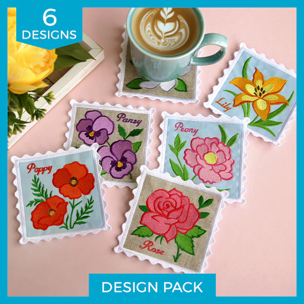 Lace Edge Flower Stamp Coasters (In-the-Hoop) Design Pack - Image 13