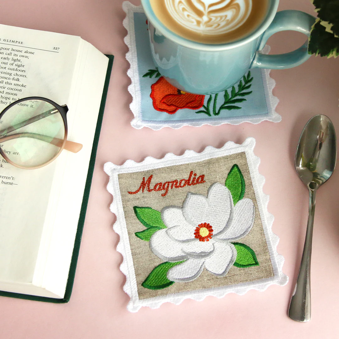Lace Edge Flower Stamp Coasters (In-the-Hoop) Design Pack - Image 6