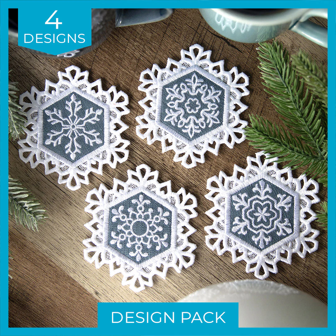 Lace Edge Snowflake Coaster (In-the-Hoop) Design Pack - Image 4