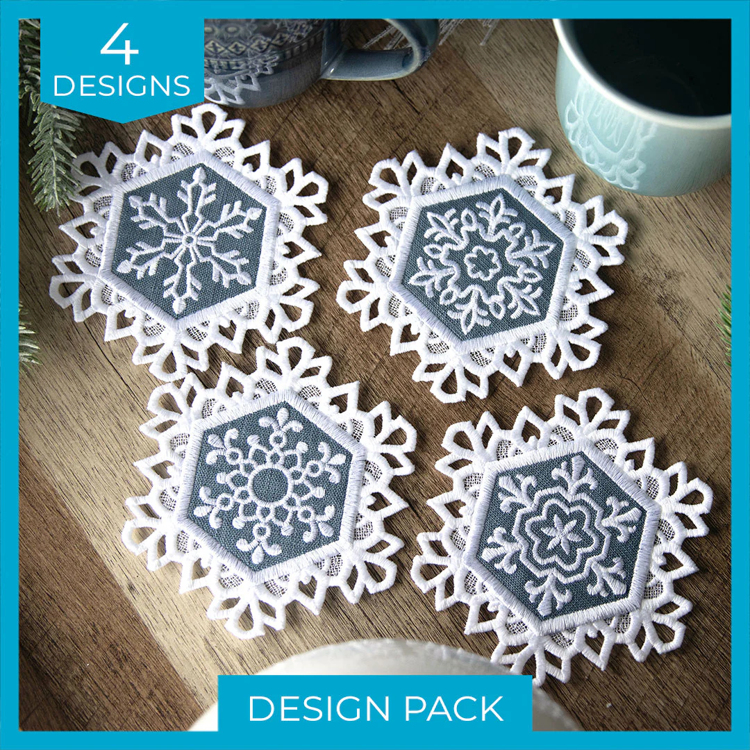 Lace Edge Snowflake Coaster (In-the-Hoop) Design Pack - Image 5