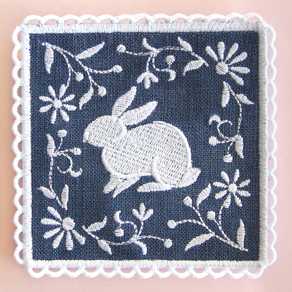 Lace Edge Spring Bunny Coaster (In-the-Hoop) - Image 4
