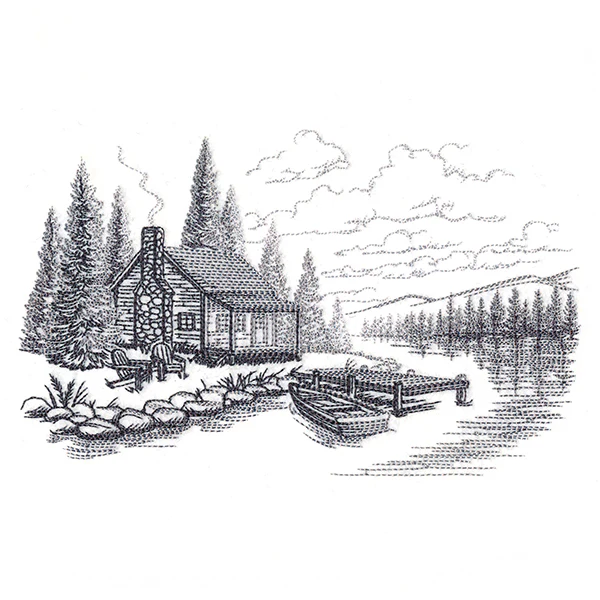 Lakeside Cottage Scene - Image 7