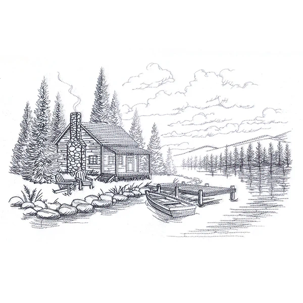 Lakeside Cottage Scene - Image 9