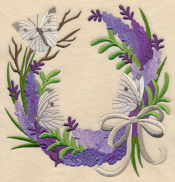 Lavender and Butterfly Wreath with Ribbon - Image 6