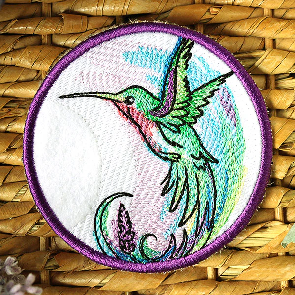 Lavender Hummingbird Coaster (In-the-Hoop) - Image 3