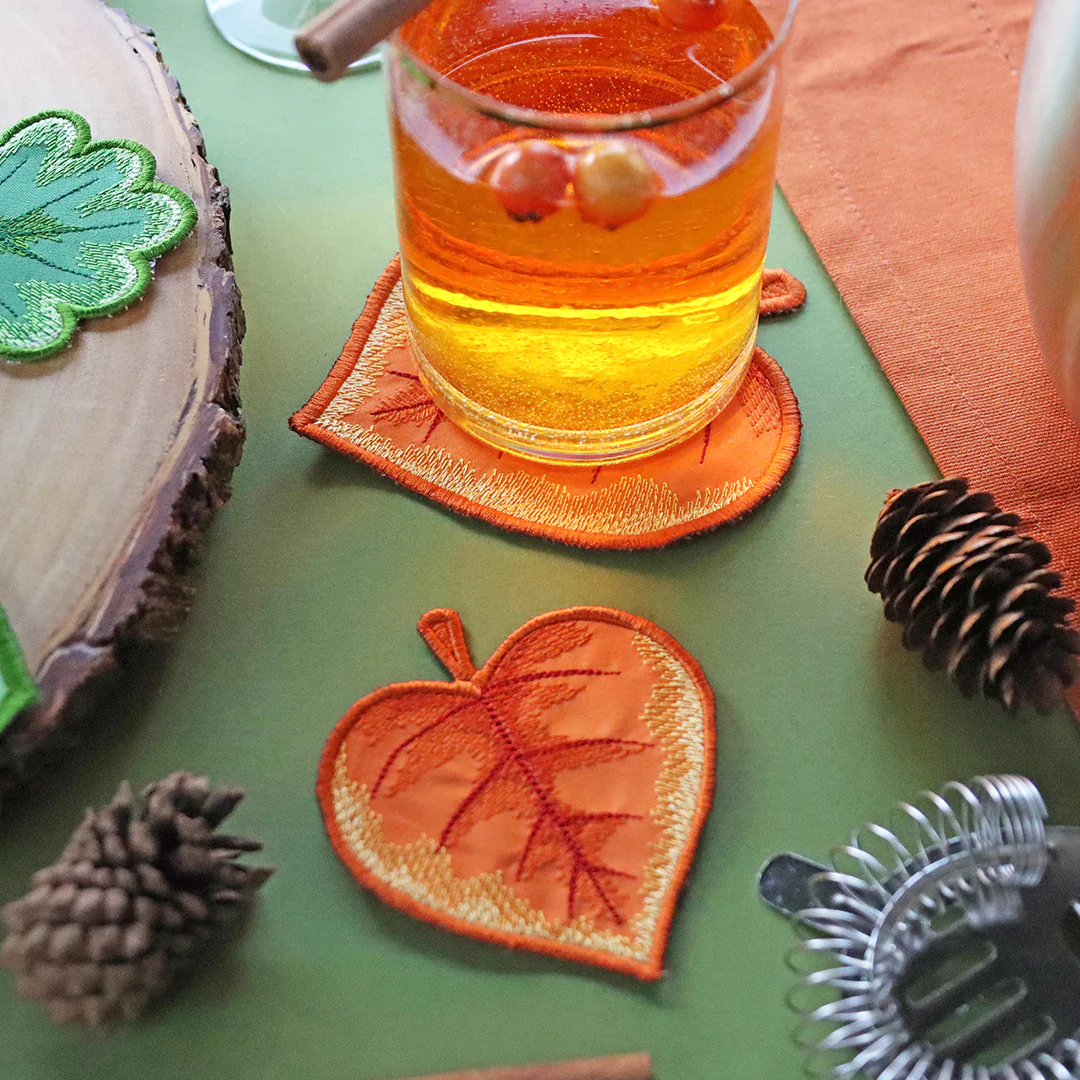 Autumn Leaves Coaster Design Pack (In-the-Hoop) - Image 2
