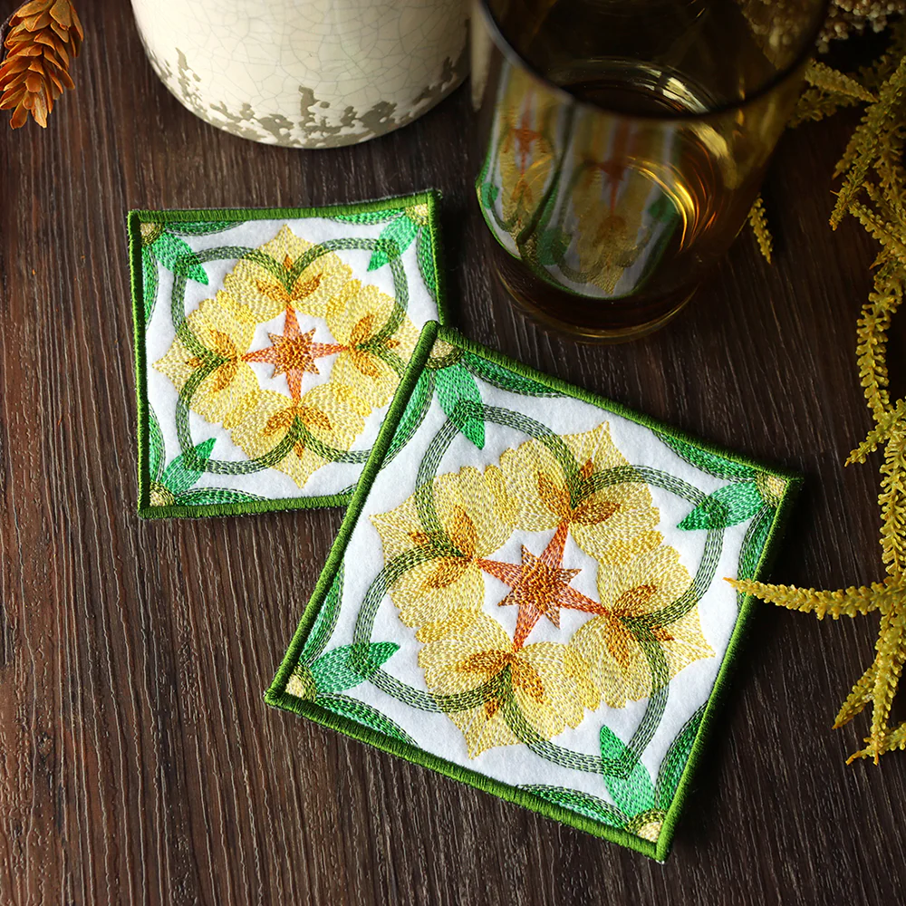 Leafy Color Theory Square Coaster (In-the-Hoop) - Image 2