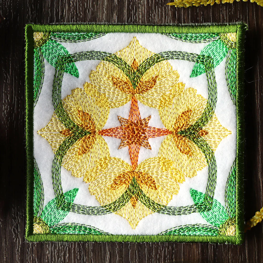 Leafy Color Theory Square Coaster (In-the-Hoop) - Image 3
