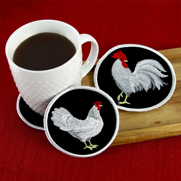 Leghorn Hen Coaster (In-the-Hoop) - Image 2