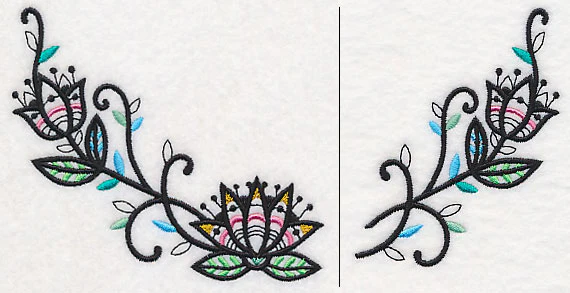 Lotus Blackwork Neckline (V-Neck) (Split) - Image 2
