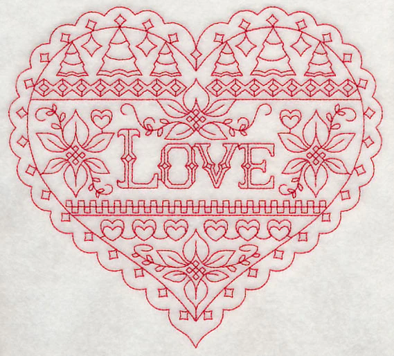 Love Christmas Heart (Redwork)