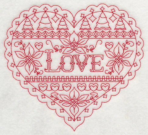 Love Christmas Heart (Redwork) - Image 2