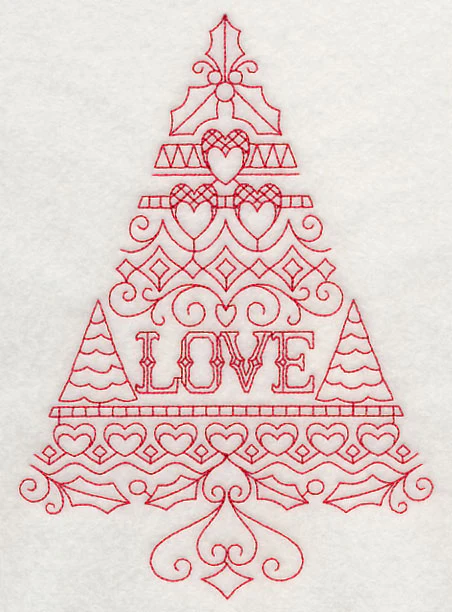 Love Christmas Tree (Redwork) - Image 2