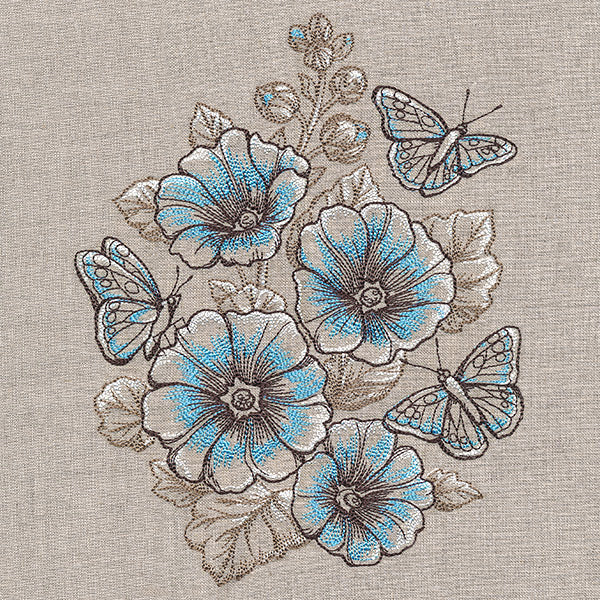 Lovely Hollyhock Bouquet and Butterflies - Image 10