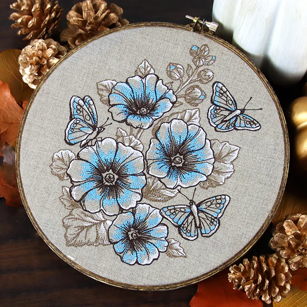Lovely Hollyhock Bouquet and Butterflies - Image 6
