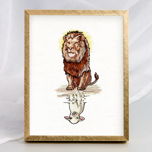 Majestic Lion and Lamb Reflection - Image 4