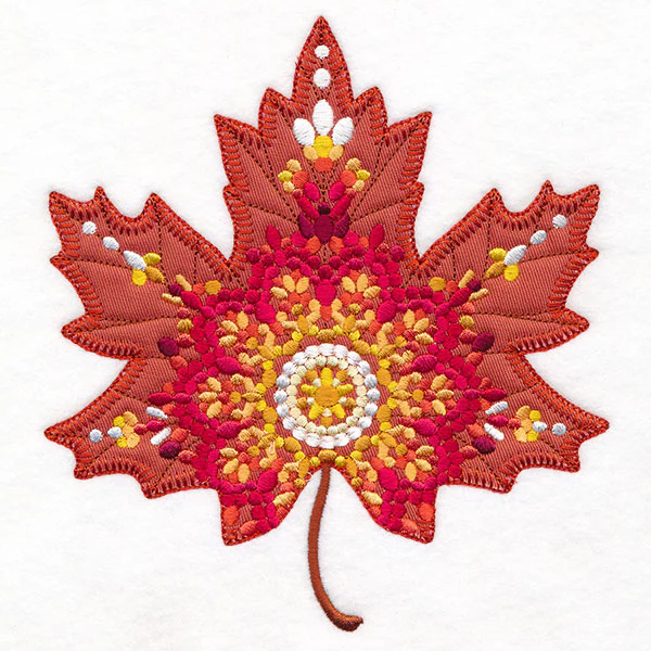 Mandala Maple Leaf in Fall (Heirloom Applique) - Image 2