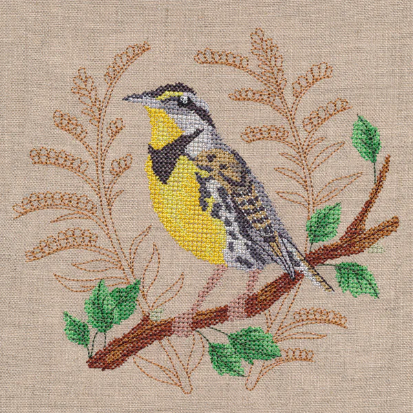 Meadowlark with Delicate Branches (Cross Stitch) - Image 2