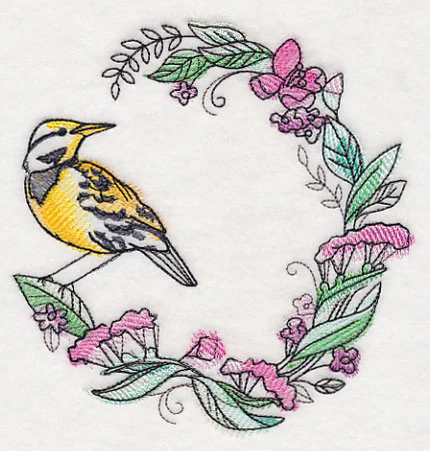 Meadowlark Wreath in Watercolor - Image 3