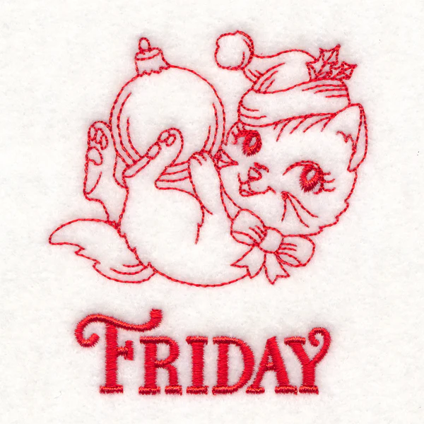 Meowy Christmas on Friday (Redwork) - Image 2