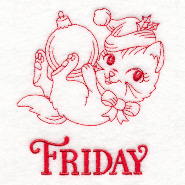 Meowy Christmas on Friday (Redwork) - Image 3
