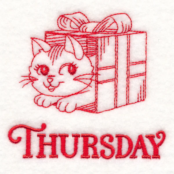 Meowy Christmas on Thursday (Redwork) - Image 2