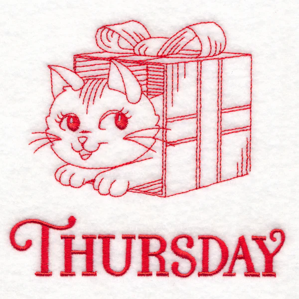 Meowy Christmas on Thursday (Redwork) - Image 3