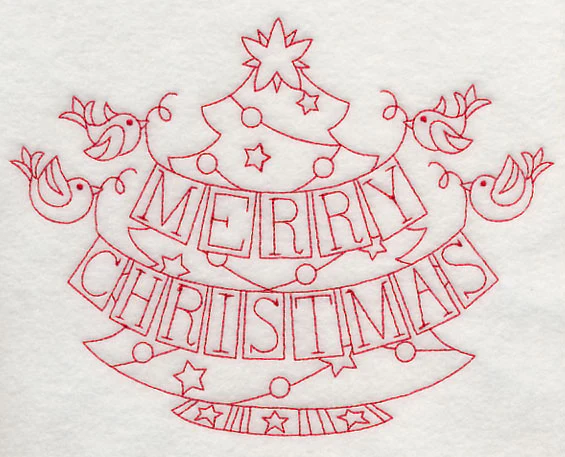 Merry Christmas Birds (Redwork) - Image 4