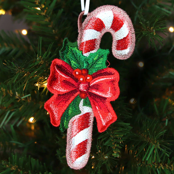 Merry Christmas Candy Cane Ornament (In-the-Hoop) - Image 3