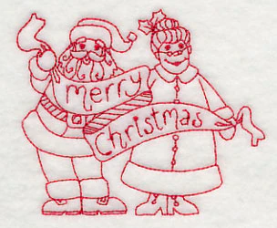 Merry Christmas from Santa and Mrs. Claus (Redwork) - Image 3