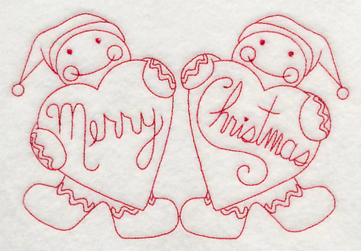 Merry Christmas Gingerbread Men (Redwork) - Image 2