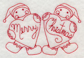 Merry Christmas Gingerbread Men (Redwork) - Image 3