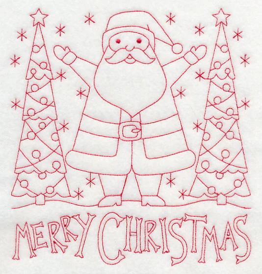 Merry Christmas Santa (Redwork) - Image 2