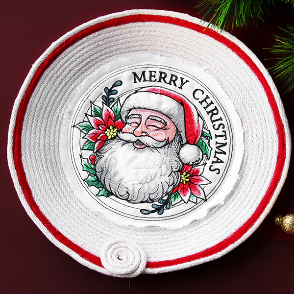 Merry Christmas Santa with Poinsettias Stamp - Image 2